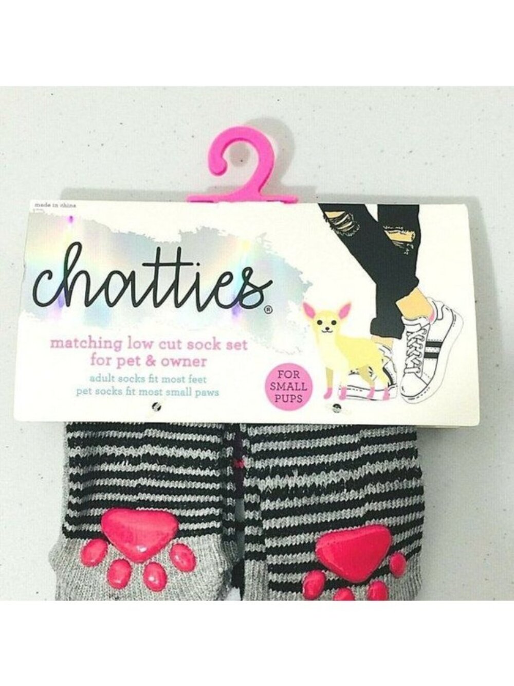 Chatties Pet & Owner Matching Socks Gray MOOD Dog with Sunglasses Small Pups